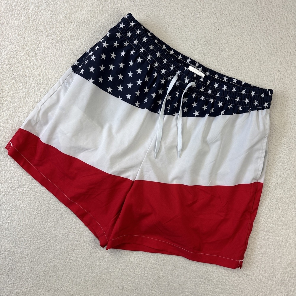 MERIPEX Uncles Sams USA Flag Lined Shorts Mens Large 5.5" American Hybrid Chinos